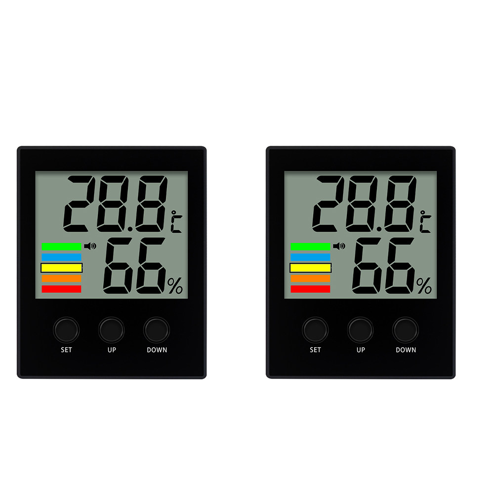 Thermometer Digital - アラーム機能付きデジタル温湿度計。大型LCDスクリーン、24個の空気取り入れ口で、室内の温度と湿度を正確に測定。