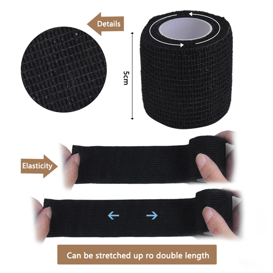 指と手首を固定するための弾性スポーツ包帯、黒のガーゼ、粘着性 - Medical Tape のレビューと価格