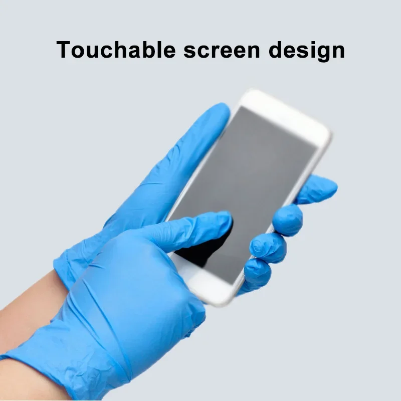 100 個ブルーニトリル使い捨て手袋作業用ラテックスフリーホ - Medical Gloves のレビューと価格