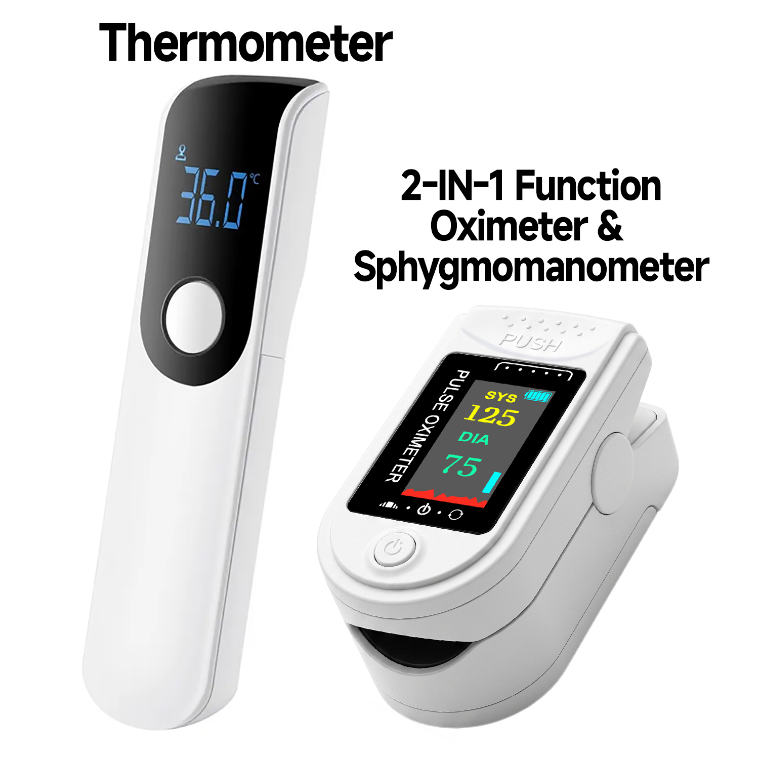小型体温計。医療用。体温測定器。または、1台で血中酸素飽和度 - Pulse Oximeter のレビューと価格